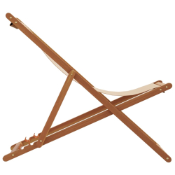 Składane krzesła plażowe, 2 szt., beżowe, tkanina i lite drewno