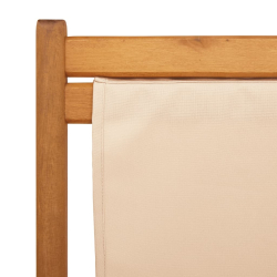 Składane krzesła plażowe, 2 szt., beżowe, tkanina i lite drewno