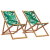 Składane krzesła plażowe 2 szt., wzór w liście tkanina i drewno