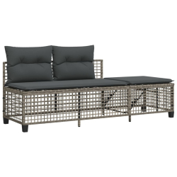 3-cz. narożna sofa ogrodowa z poduszkami, szara, polirattan