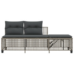 3-cz. narożna sofa ogrodowa z poduszkami, szara, polirattan