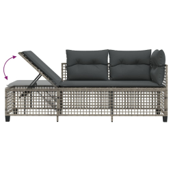 3-cz. narożna sofa ogrodowa z poduszkami, szara, polirattan