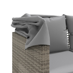 3-os. sofa ogrodowa z baldachimem i podnóżkami, szara
