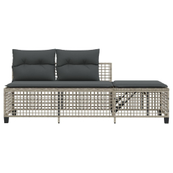 3-cz. narożna sofa ogrodowa z poduszkami, jasnoszara