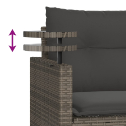 3-częściowa sofa do ogrodu, z poduszkami, szara, polirattanowa