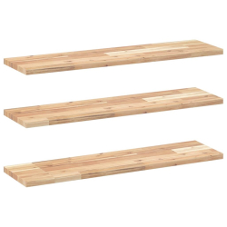 Półki ścienne, 3 szt., 80x20x2 cm, surowe lite drewno akacjowe