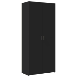 Wysoka szafka, czarna, 80x42,5x185 cm, materiał drewnopochodny
