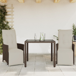 3-cz. zestaw ogrodowych mebli bistro, brązowy, polirattan