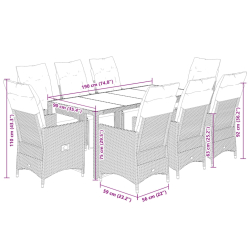 9-cz. zestaw ogrodowych mebli bistro z poduszkami, brązowy