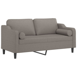 2-osobowa sofa z poduszkami, kolor taupe, 140 cm, tkanina