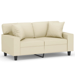 2-osobowa sofa z poduszkami, kremowa, 120 cm, sztuczna skóra