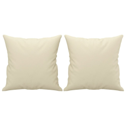 2-osobowa sofa z poduszkami, kremowa, 140 cm, sztuczna skóra