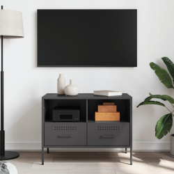 Szafka RTV, czarna, 68x39x50,5 cm, stal walcowana na zimno