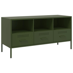 Szafka RTV, oliwkowa, 100,5x39x50,5 cm, stal walcowana na zimno