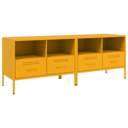 Szafki RTV, 2 szt., musztardowe, 68x39x50,5 cm, stal walcowana