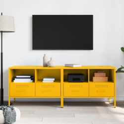 Szafki RTV, 2 szt., musztardowe, 68x39x50,5 cm, stal walcowana