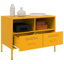 Szafki RTV, 2 szt., musztardowe, 68x39x50,5 cm, stal walcowana
