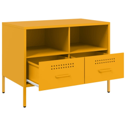 Szafki RTV, 2 szt., musztardowe, 68x39x50,5 cm, stal walcowana
