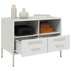 Szafki RTV, 2 szt., białe, 68x39x50,5 cm, stal walcowana