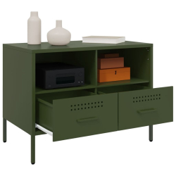 Szafki RTV, 2 szt., oliwkowe, 68x39x50,5 cm, stal walcowana