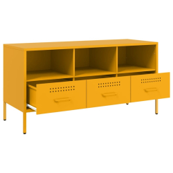 Szafka RTV, musztardowa, 100,5x39x50,5 cm, stal walcowana