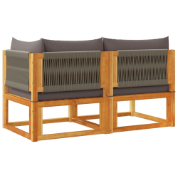 Sofa ogrodowa z poduszkami, 2-osobowa, lite drewno akacjowe