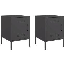Szafki nocne, 2 szt., czarne, 36x39x50,5 cm, stal