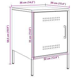 Szafki nocne, 2 szt., czarne, 36x39x50,5 cm, stal