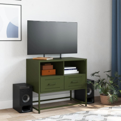 Szafka pod telewizor, oliwkowa, 68x39x60,5 cm, stalowa
