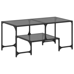 Stolik kawowy z czarnym, szklanym blatem, 98,5x50x45 cm, stal