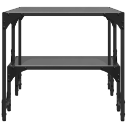 Stolik kawowy z czarnym, szklanym blatem, 98,5x50x45 cm, stal