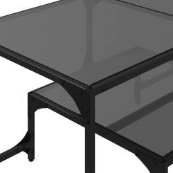 Stolik kawowy z czarnym, szklanym blatem, 98,5x50x45 cm, stal
