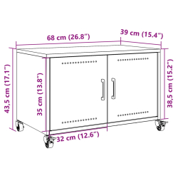 Szafka RTV, różowa, 68x39x43,5 cm, stal walcowana na zimno