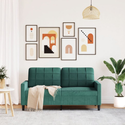 Sofa 2-osobowa, ciemnozielona, 140 cm, tapicerowana aksamitem