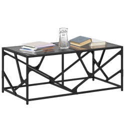 Stolik kawowy z czarnym, szklanym blatem, 98,5x50x41 cm, stal