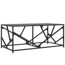 Stolik kawowy z czarnym, szklanym blatem, 98,5x50x41 cm, stal