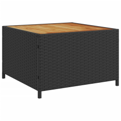 Narożnik ogrodowy z poduszkami i stolikiem, rattan PE, czarny
