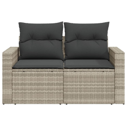 Sofa ogrodowa z poduszkami, 2-osobowa, jasnoszara, polirattan
