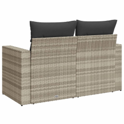 Sofa ogrodowa z poduszkami, 2-osobowa, jasnoszara, polirattan