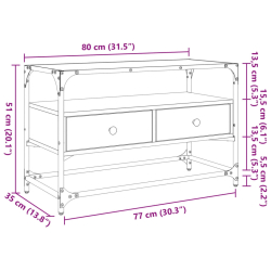 Szafka pod TV ze szklanym blatem, czarna, 80x35x51 cm