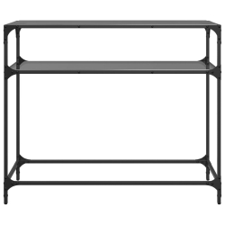 Stolik kawowy z czarnym, szklanym blatem, 98x35x81 cm, stal