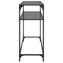 Stolik kawowy z czarnym, szklanym blatem, 98x35x81 cm, stal