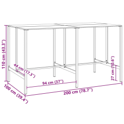 Stolik barowy, czarny, 200x100x110 cm, malowana proszkowo stal