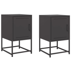 Szafki nocne, 2 szt., czarne, 36x39x60,5 cm, stal