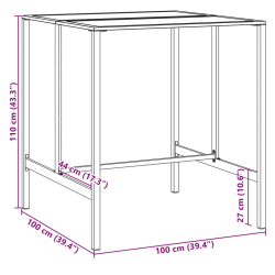 Stolik barowy, czarny, 100x100x110 cm, malowana proszkowo stal