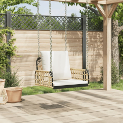 Huśtawka z poduszkami, 63x58x39 cm, polirattan i stal
