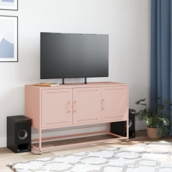 Szafka pod telewizor, różowa, 100,5x39x60,5 cm, stalowa