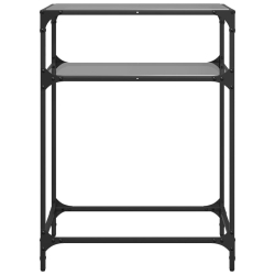 Stolik kawowy z czarnym, szklanym blatem, 60x35x81 cm, stal