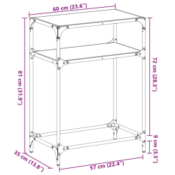 Stolik kawowy z czarnym, szklanym blatem, 60x35x81 cm, stal