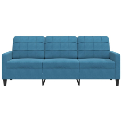 Sofa 3-osobowa, niebieski, 180 cm, tapicerowana aksamitem